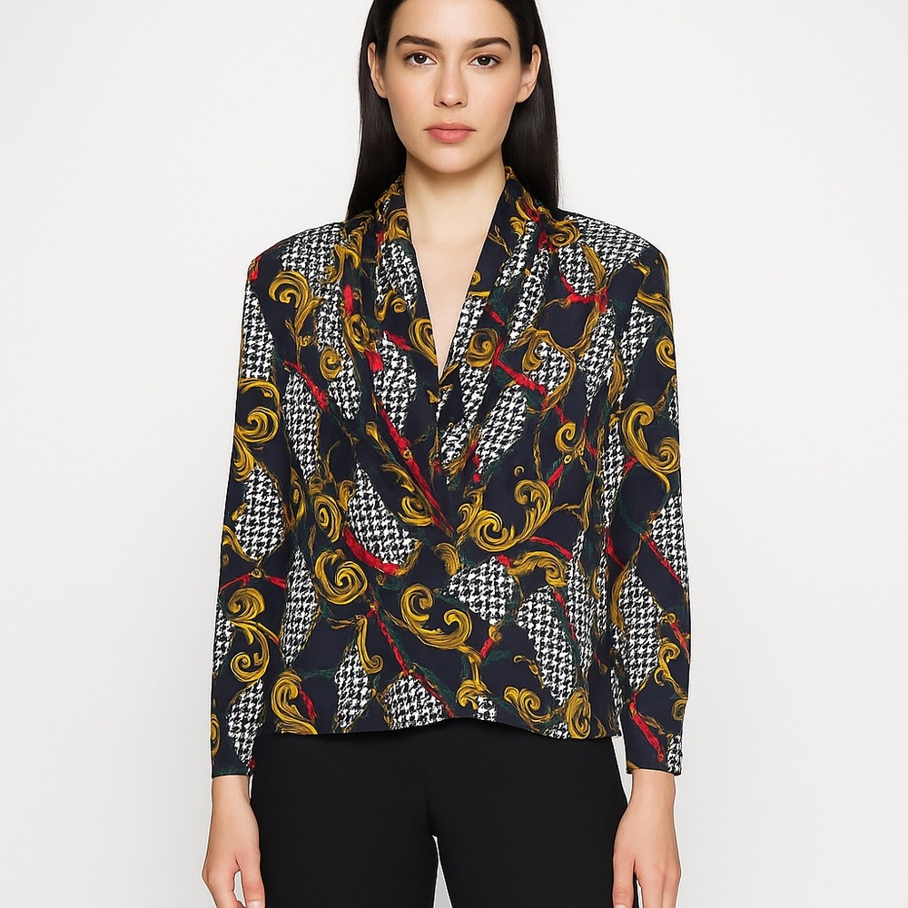 Chic Vintage Women's Patterned Blouse